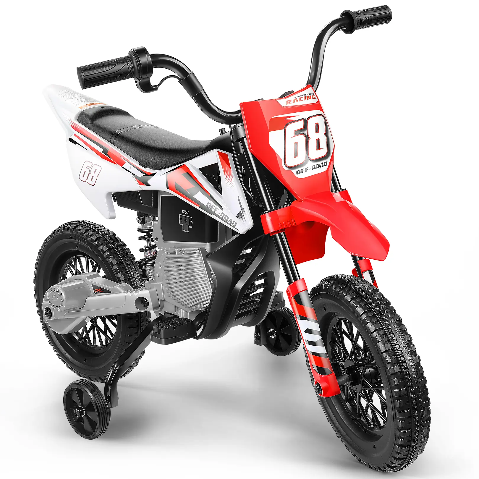 Hikole 12V Kids Electric Motorcycle with Training Wheels, Bluetooth Music, Lights, 2WD Ride-On Dirt Bike Toy for Ages 3-8dirt bike-REDConnection & Self-Control Throttle Grip, Perfect Christmas Gift #Summervibes Childrens Mountain Bike Childrens Bicycle