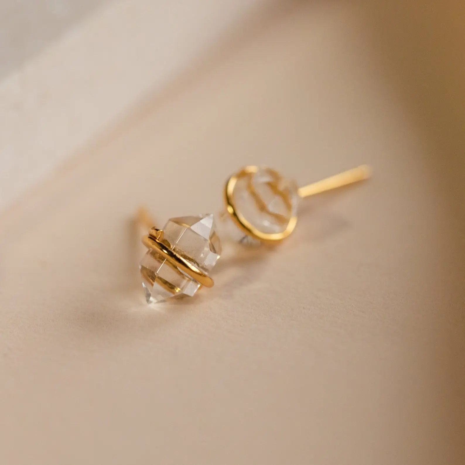 Herkimer Diamond Studs by Caitlyn Minimalist - Dainty Crystal Stud Earrings - Bohemian Gemstone Jewelry - Gift for Mom