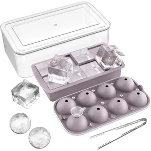 Large Ice Cube Tray Set, Ice Ball Maker for Cocktails, Large Sphere Ice Cube Mold for Whisky Ice Sphere, Big Ice Cube Maker for Bourbon Whisky