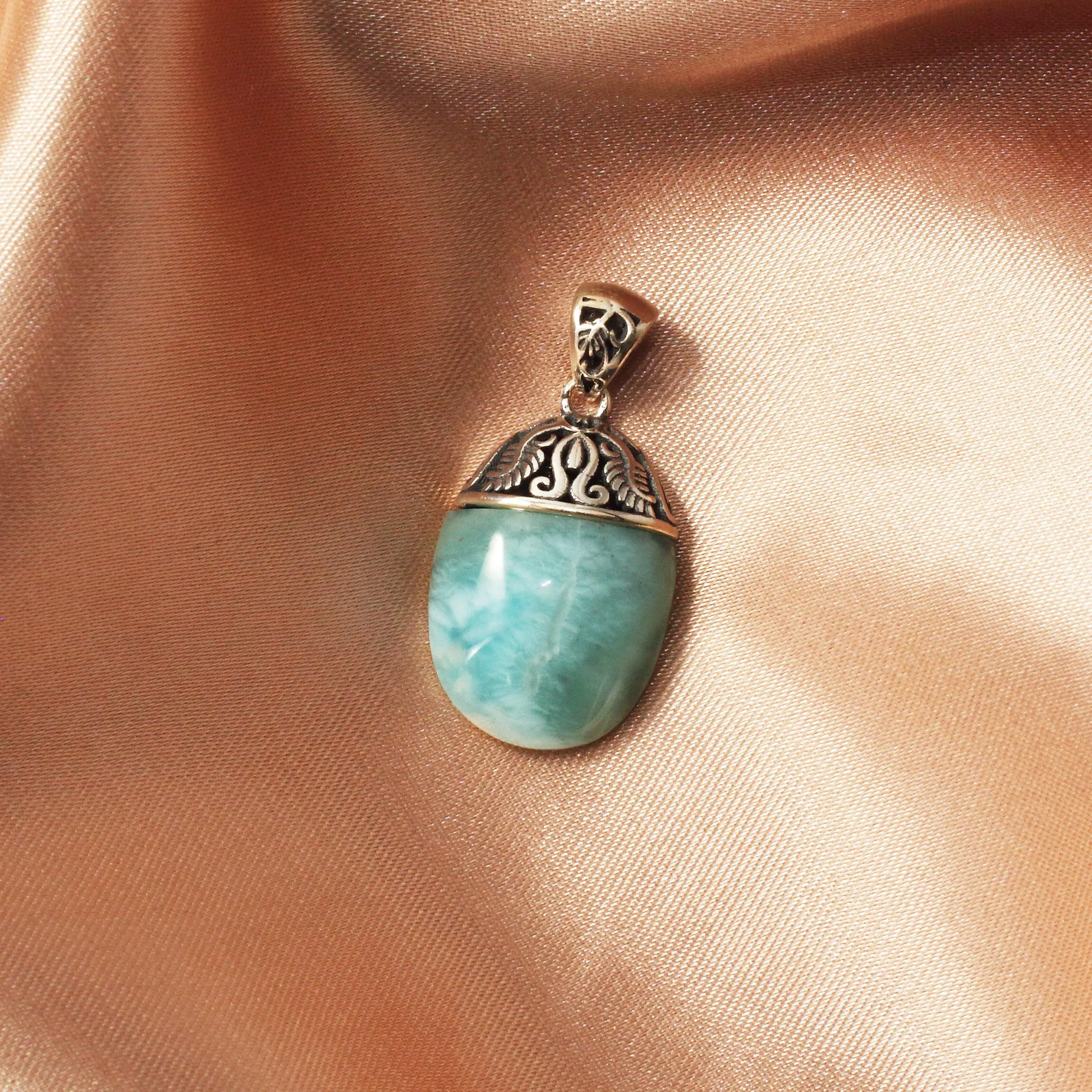 Dominican Larimar Gemstones Pendant Necklace