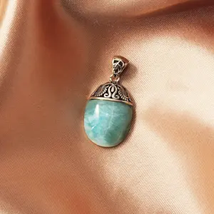 Dominican Larimar Gemstones Pendant Necklace