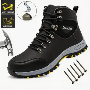 Men's Steel Toe Work Shoes - All-Season, Anti-Smash, Puncture-Proof, Wear-Resistant, Heavy-Duty Closed Mesh Walking Shoes for Worker Safety in Factories, Construction Sites