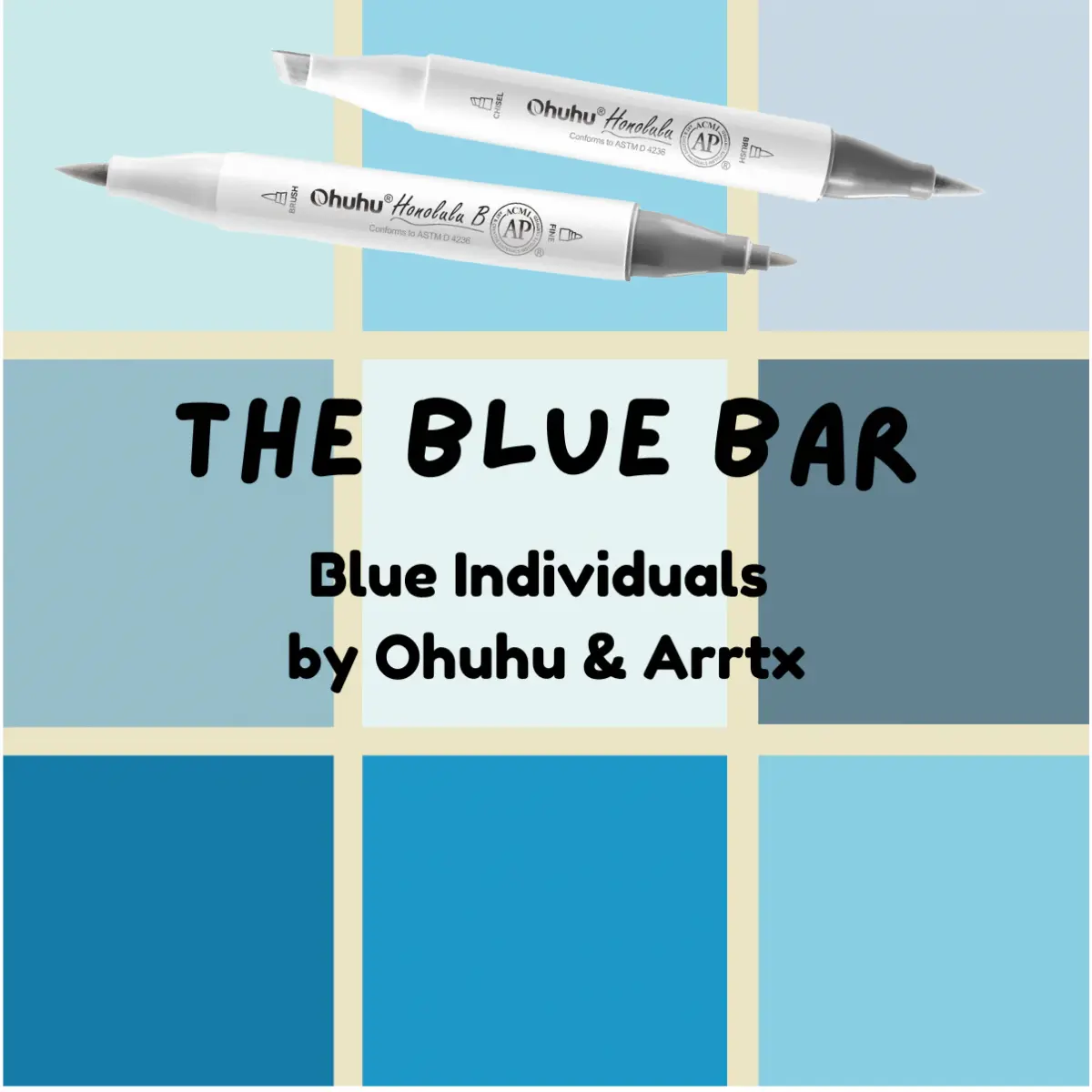 Blue Ohuhu Honolulu B Dual-Tip Sketch Art Marker, Alcohol Ink, Fine & Chisel Tips, Single Color, Smooth Blend Office Writing Tool, Sold by The Marker Monster, Sketch Art Markers, Dual Tip Markers