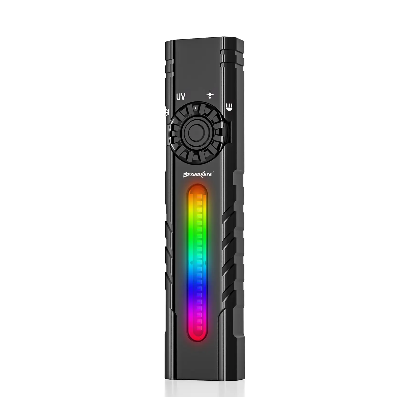 Skywolfeye ST7 2500 Lumen Rechargeable EDC Flashlight, Mini Magnetic LED Flashlight with Green Laser Pointer, UV Light & RGB Light, Super Bright Flat Torch for Work, Camping, Emergency