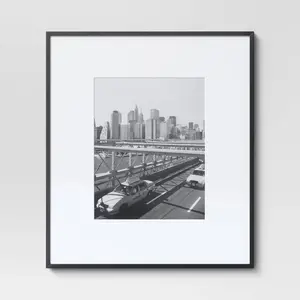 19.4" x 22.4" Matted to 11" x 14" Thin Gallery Oversized Image Frame Black -