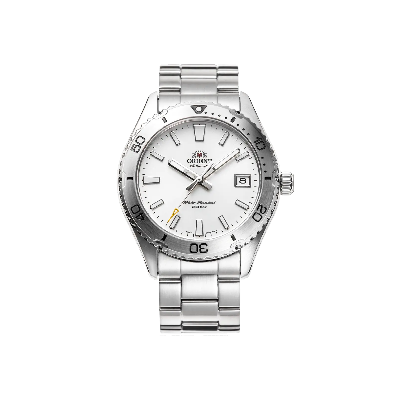 Orient Men's Analog Diver Mechanical Stainless Steel Watch - 100M-200M Water Resistance, White Dial, 120-Click Bezel, Luminous, Date Display, Sapphire Crystal, RA-AC0Q03S30B, Analog Watches, Mechanical Watches
