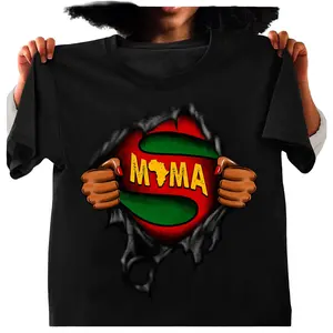Super Mama Africa Map T-shirt, Black Women Tee, Black Girl Magic, Black Mom Shirt, Mama Gift, Mother's Day Gift Comfort Cotton Womenswear Top
