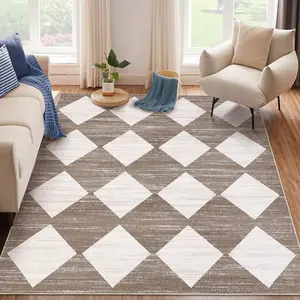 Modern Geometric Area Rug Washable Area Rug Stain Resistant Non-Slip Soft Foldable Indoor Rug for Bedroom Office Living Room Hallway Laundry Room