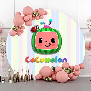 Hobaner 7.2FT Cartoon Melon Party Supplies Cute Watermelon Stripe Birthday Banner Backdrop for Kids Baby Showers Graduations Festive Celebrations