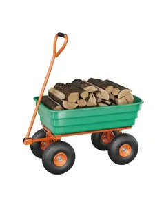 Green Poly Dump Cart, 4 Cu.Ft. Heavy Duty 600 LBS Garden Cart, 10" No-Flat Tires & 180° Rotating Handle, Rust-Proof Polyethylene Yard Dump Wagon For Yard, Landscaping, Gardening, Quick Release