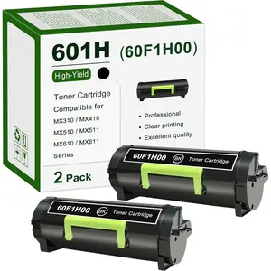 601H (60F1H00) High Yield Black Toner  2-Pack Replacement for Lexmark MX310dn MX410de MX510de MX511de MX511dhe MX511dte MX610de MX611de MX611dfe MX611dhe MX611dte Printer