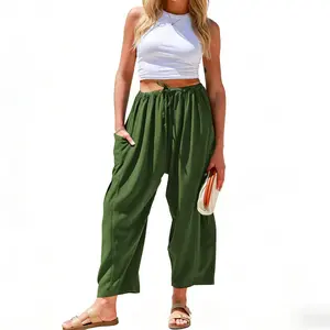 Women‘s Wide Leg Pants Casual Loose Beach Palazzo Harem Pants with Pockets Boho Style Summer Modest Clothing Trouser 2025 Trendy Outfit Plus size Outdoorfun Baggy Summertok dealsforyoudays Chic