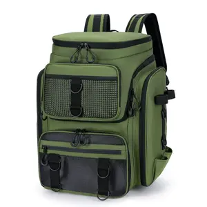 Multifunctional Fishing Backpack, Fishing Storage Bag, Multi-Compartment High-Density Waterproof Material, Breathable Back System, Rod Holder, Outdoor Camping Hiking Bag