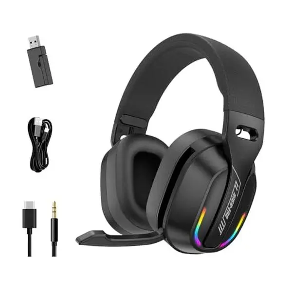 MZYMI 2.4GHz Wireless Gaming Headset for PS5, PS4, PC & Switch  | Gamer Headphones with Detachable Mic, Ultra-Low Latency, 25H Playtime