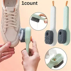 Shoe Brush with Liquid Holder, 1 Count Multifunctional Press Type Cleaning Tool, Footwear Cleaner, for Household Shoe Washing, Easy to Use, Space-saving Design