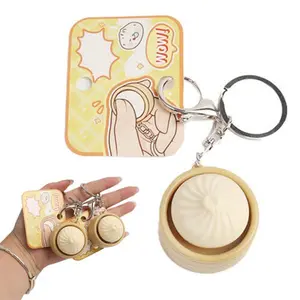 2026 Stress-Relieving Mini Steamed Bun Keychain, Creative and Interactive Gadget, Perfect Gift for Friends, Family, Birthdays and Parties for Men Women,Cute Bag Pendant
