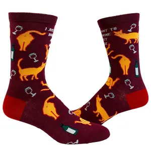 Women's I Just Want to Drink Wine and Pet My Cat Socks Funny Pet Kitty Kitten Animal Lover Graphic Footwear Funny Graphic Socks Comfortable Fitted Spandex Cotton