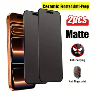 2 Privacy Frosted Ceramic Screen Protectors, Compatible with iPhone 17 Pro Max/16/15/14/13/12/11promax/XR/XS/xsmax, Full Coverage, Anti-Fingerprint, Anti-Glare, Accessories