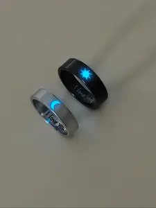 Cute Couple Rings Set, 2 Pieces Sun Moon Design, Dark Aesthetic Rings, Perfect Gift for Valentine's Day, Romantic Jewelry for Him & Her, Wedding Promise Rings