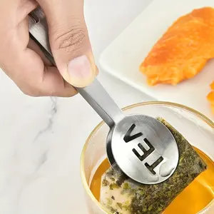 Stainless Steel Tea Bag Squeezer, Silver Color Tea Bag Tongs, Strainer Clip & Spoon, Ideal for Loose Leaf, Ice Cubes, Sugar, Tea Making Tools