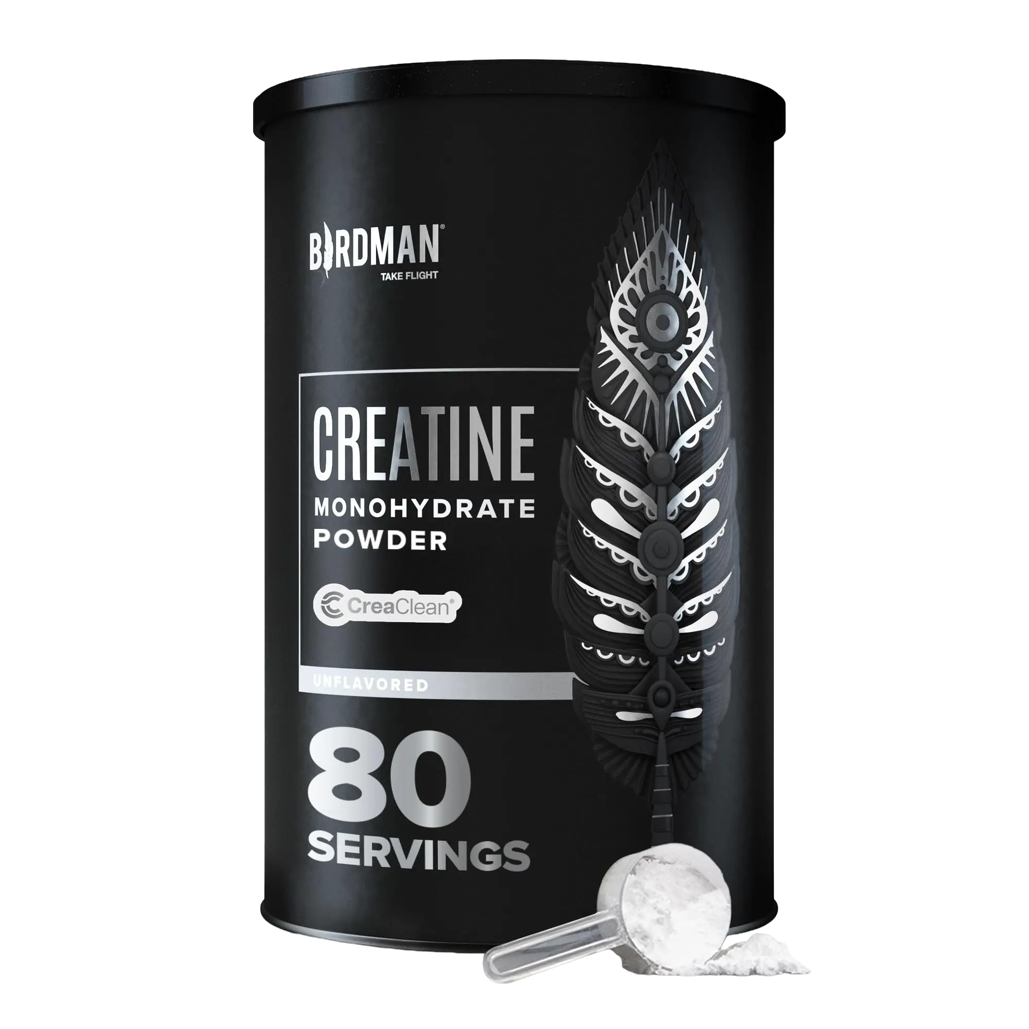 Birdman Micronized Creatine Monohydrate Powder Fitness Supplement - Flavorless, Vegan, 80 Servings, Sugar Free - CreaClean Third-Party Tested Purity, Gluten Free - Supports Strength, Recovery, Body Health, Afternoon Boost - Ideal for Supplement Stack