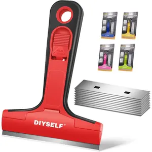 Razor Blade Scraper Pack-For Cleaning Stove Top, Cooktop, Oven, Glass, Paint - Kitchen and Window Scraper Tool with 10 Extra 4-Inch Razor Blades