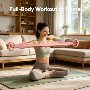 Thickened Figure 8 Silicone Stretch Rope, High Elastic Wear-Resistant for Back Posture Correction, Home Yoga Fitness Body Shaping Trainer