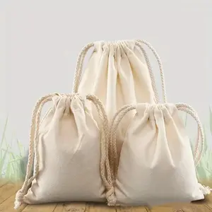 20pcs Multi-Size Canvas Drawstring Bags, Ideal for Outdoor Travel & Shopping, Durable Gift Bags for Retail Use