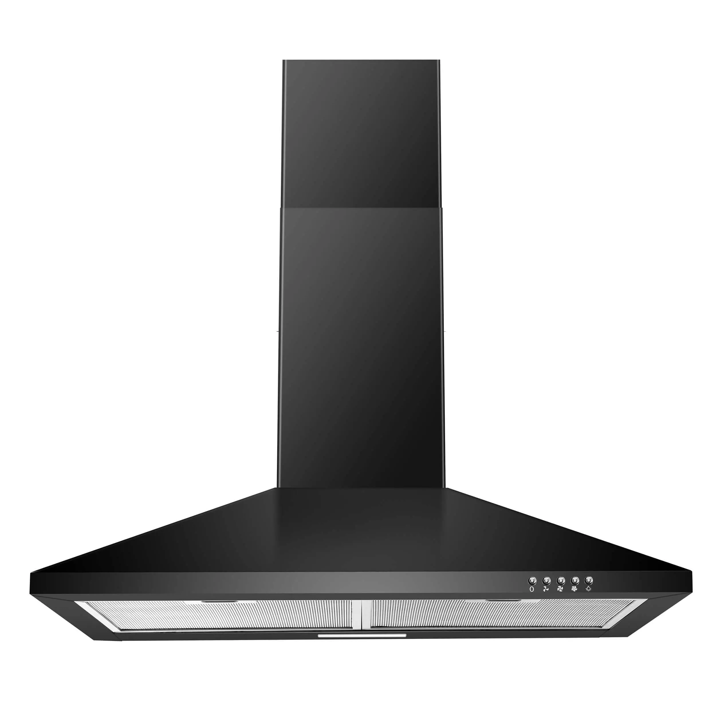 30in Black Wall Mount Range Hood - Stainless Steel Ducted Ductless Convertible 3 Speed LED Light Baffle Filters Button Control ETL Certified Durable Kitchen Appliances Household Items