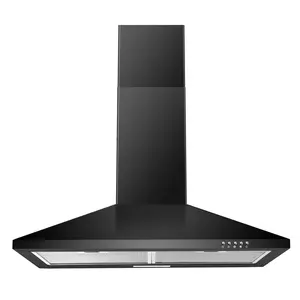 30in Black Wall Mount Range Hood Stainless Steel Ducted Ductless Convertible 3 Speed LED Light Baffle Filters Button Control ETL Certified Kitchen Appliances Household Metal Durable Machine