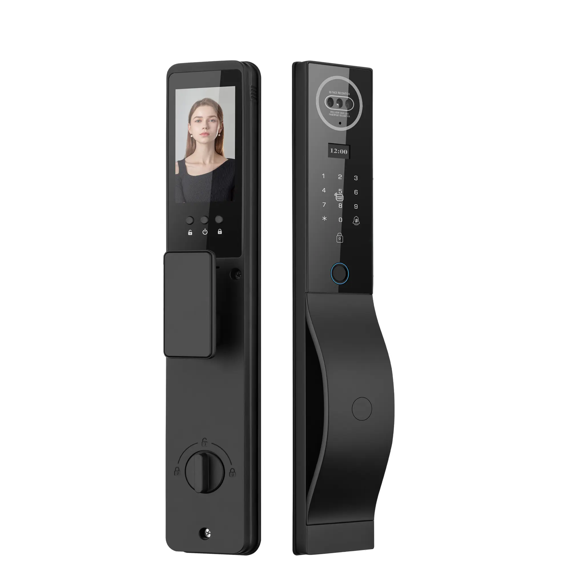 Fully Automatic Smart Door Lock with 8 Unlocking Methods (Fingerprint/Key//Alarm/Backup), 22-Language Voice Support,, - Modern Lock Compatible with Door Frames, Home Security System Entry Door Locks