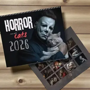 2026 Halloween Horror Movie Cats Wall Calendar, Horror Movie & Cats 2026 Wall Calendar, Spooky Gift for Horror Fan, Michael Myers