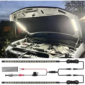 2-in-1 Under Hood  Light Kit, Waterproof 12V Car  Light Bar Car Underhood Work Lights with Automatic On/Off, 2pcs 36cm/14.17in 21LEDs Light Strip Kit, Universal Fits Any Vehicle led interior