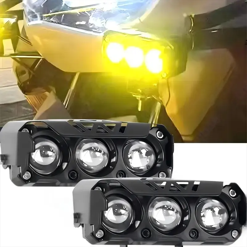 1/2PCS LED Spotlight Dual-Color Hi/Low Beam Fog Lamps, Mini Lens Headlight Driving Light for Cars, Trucks, SUVs and UTVs, Motorcycle LED Lights (12-36V), Led Front Lights Father's Day Gifts for Men