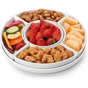 Porcelain Divided Serving Dishes, Appetizers Serving Tray for Party, Perfect for Chips and Dip, Fruit, Veggies, Candy and Snacks, Divided Serving Platter Relish Tray, White