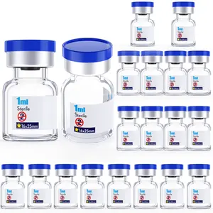 20pcs Sterile Empty Vial,Sample Vials with Self Healing Injection Port and Flip Off Cover,Borosilicate Injection Glass Bottle Individually Packing