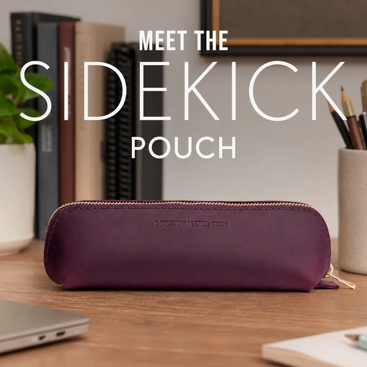 Portland Leather Sidekick Pouch - Real Leather Tech Pouch & Pencil Case Insert