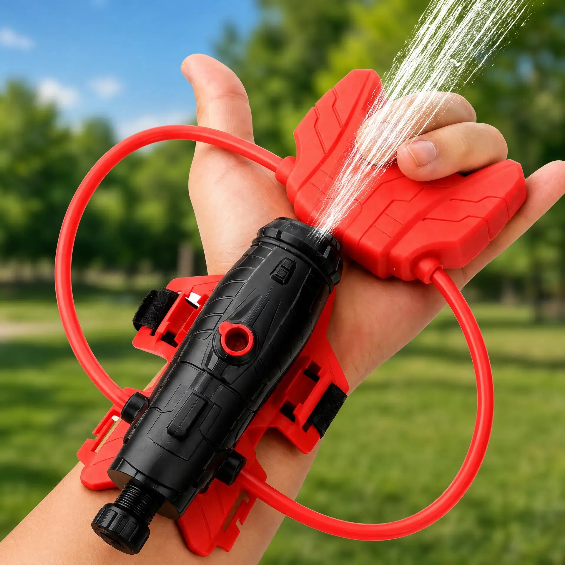 Unisex Kids' Wearable Manual Pump Wrist Water Blaster - Continuous Spray Shooter, Summer Outdoor Pool Toy, Cool Birthday Holiday Gift for Ages 3+, Teenage Boy Gifts