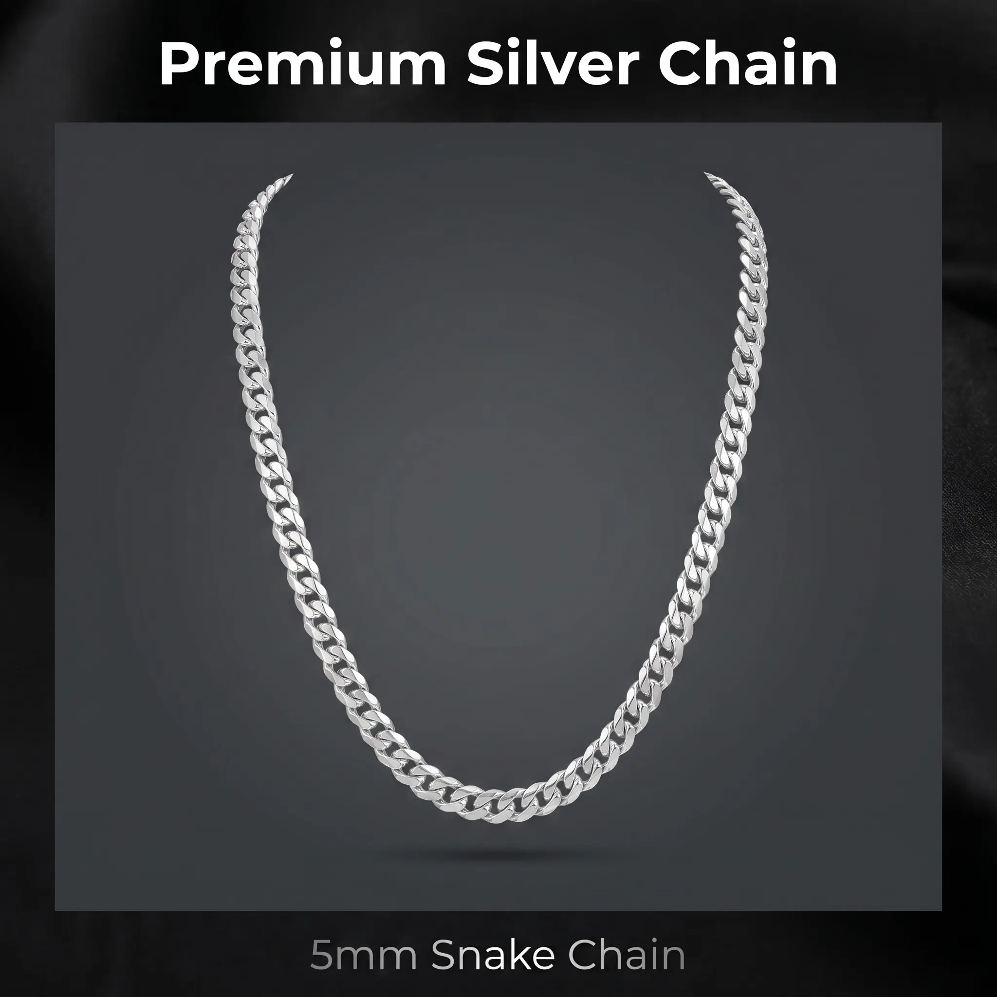 925 Silver Plated Herringbone Chain Necklace | 5MM Width, 19.69"/21.65"/23.62" Lengths, Tarnish-Resistant Hypoallergenic Flat Snake Chain, Unisex Everyday Jewelry Gift