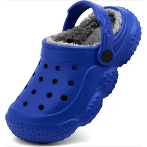 XP-SOK06  Kids Girls Boys Fur Lined Clogs Fuzzy Slippers Toddler Winter Warm Garden House Shoes Indoor Outdoor