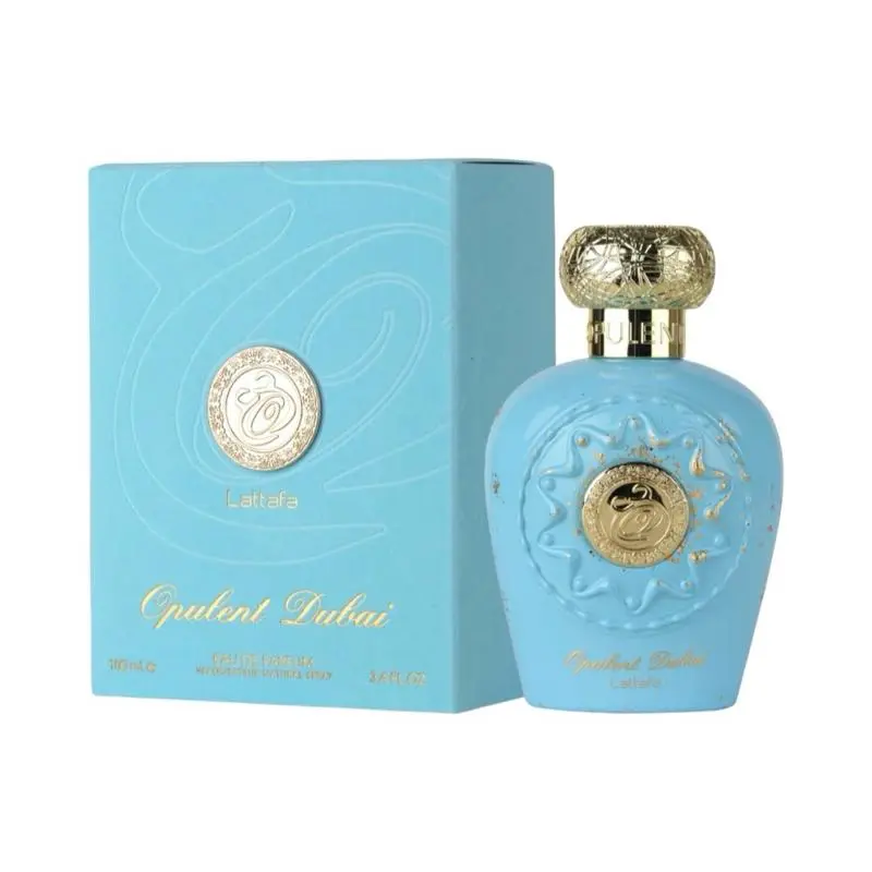 Lattafa Opulent Dubai Unisex Eau de Parfum - 3.4 oz (100 ml) Citrus Fruity Floral Woody Refreshing Aromatic Fragrances, Golden Detailing, Arabian Beauty Product for Gifting, Perfumes