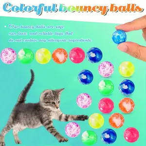 30pcs/50pcs Rubber 20mm Random Color Cloud Bounce Balls, Fun Cat Toy Jumping Mini Neon Vortex Bouncy Rolling Ball, Pet Training Interactive Toy