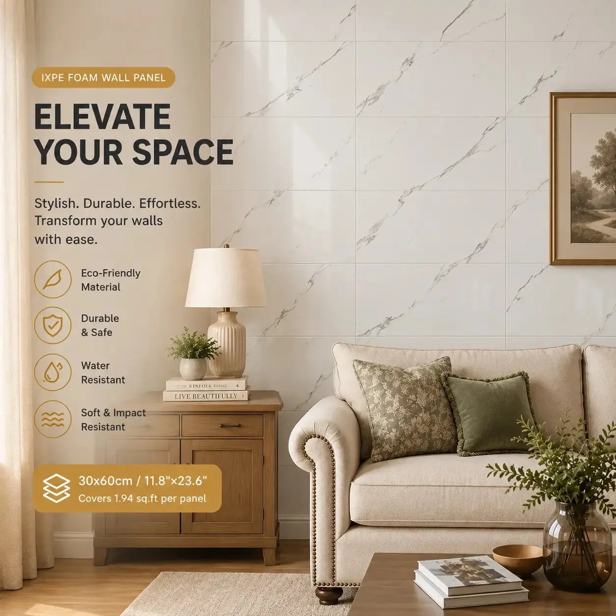 LCC Peel & Stick Wall Panels – IXPE Foam Tiles, Waterproof, Soundproof, Easy DIY, 3 Styles – 20/40pc
