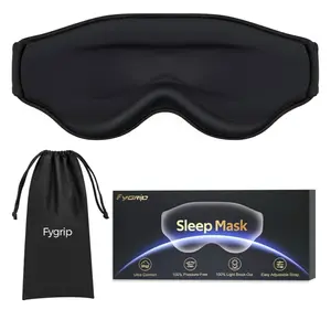 Fygrip 3D Cooling Eye Mask for Men & Women Ultra Comfort 100% Pressure-Free Light Block-Out Adjustable Strap Night Eye Cover for Travel Black