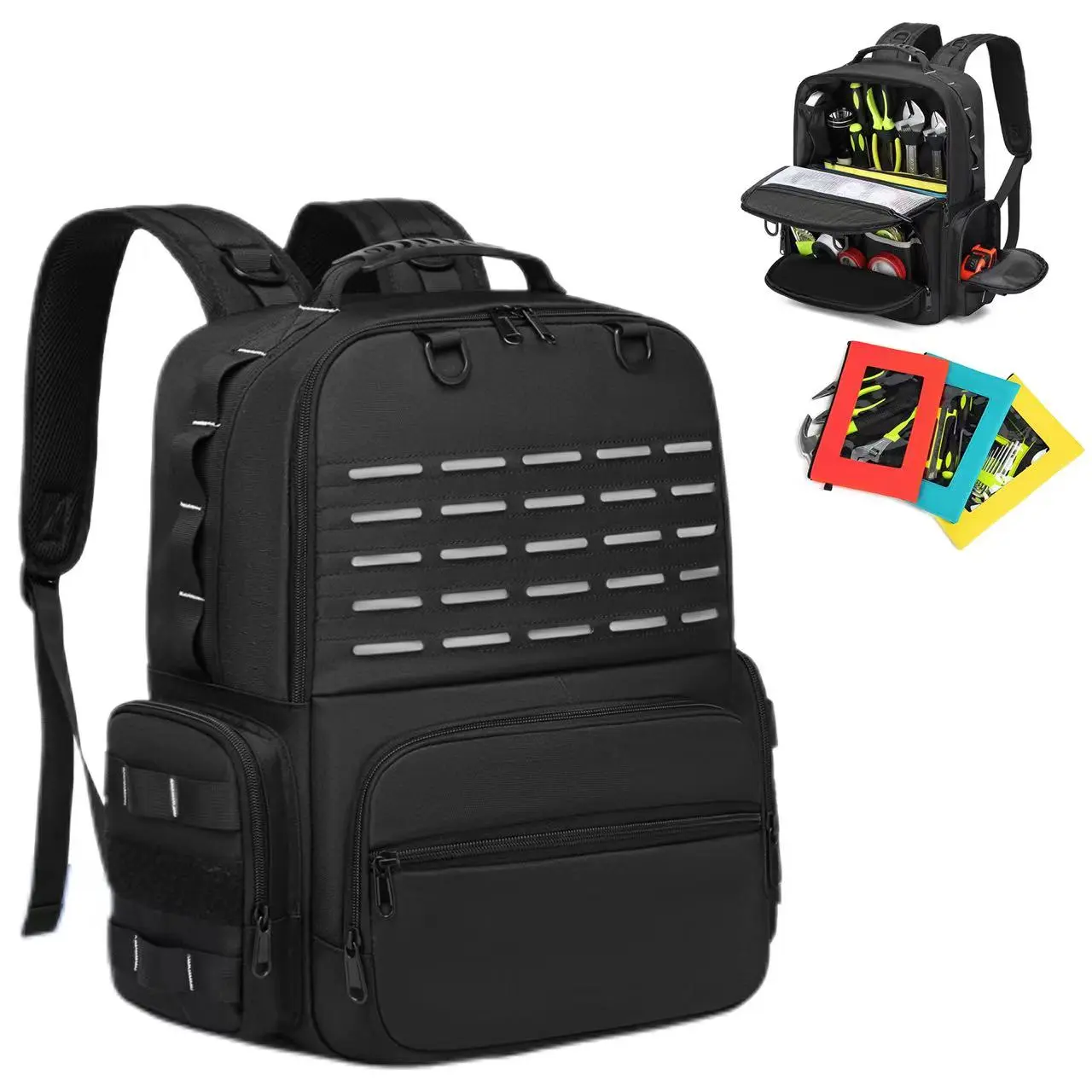 LUXIYIN Male Adult Tool Backpack, Anti-Drop Design, 37x23x12 cm Large Capacity Organizer, Essential Worksite Toolkit, Tool Pouch,summervibes, Tool Bag Organizer