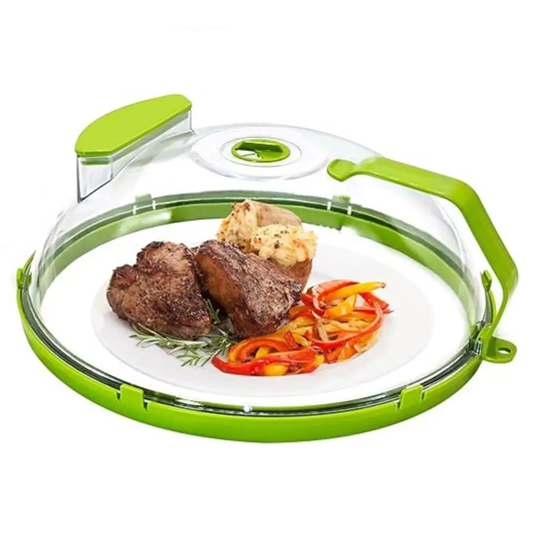 12 Inch Plastic Microwave Splatter Cover with Handle Water Storage Box, Microwave Cover for Food, Adjustable Steam Vents Holes , Kitchen Utensils