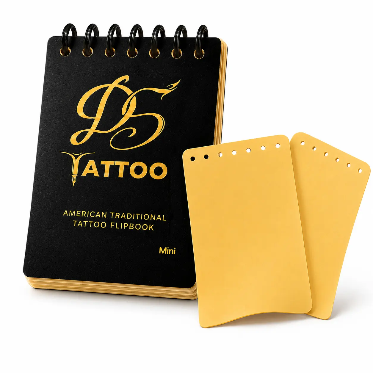 D5Tattoo Premium Microblading Ultra-Slim Devil Horn Lock-Ring Mini Flipbook - 10 Sheets 1mm Silicone Skin, 4x6in Pocket Edition, 1.0cm Top Margin, 6-Hole Even Distribution, Removable Ring, Portable Never-Tear Training Portfolio for Tattoo Artists