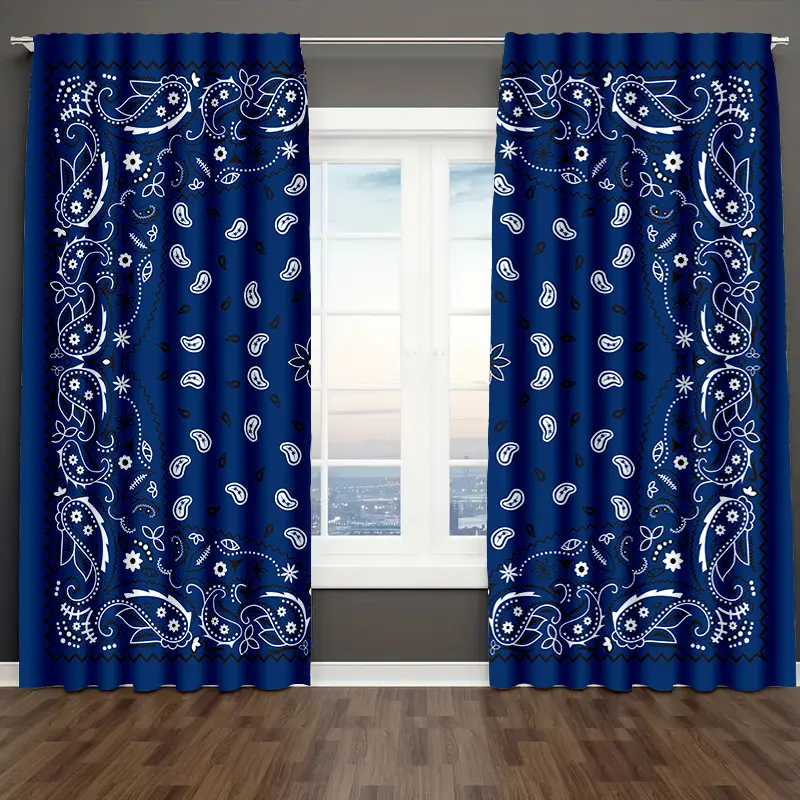 2pcs of Vintage Patterned Art Curtains