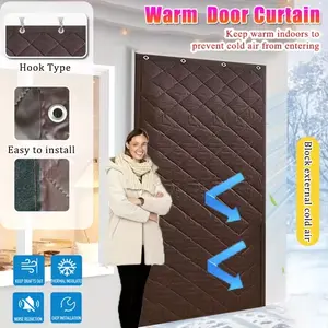 1pc hook type door curtain, winter windproof cold proof warm, easy to install, home living room entrance door partition privacy insulation curtain, home decoration, Keep warm