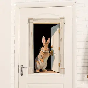 Realistic Rabbit Door Wall Sticker, Home Decor Decal for Bedroom Living Room Sofa Entrance Background Decoration